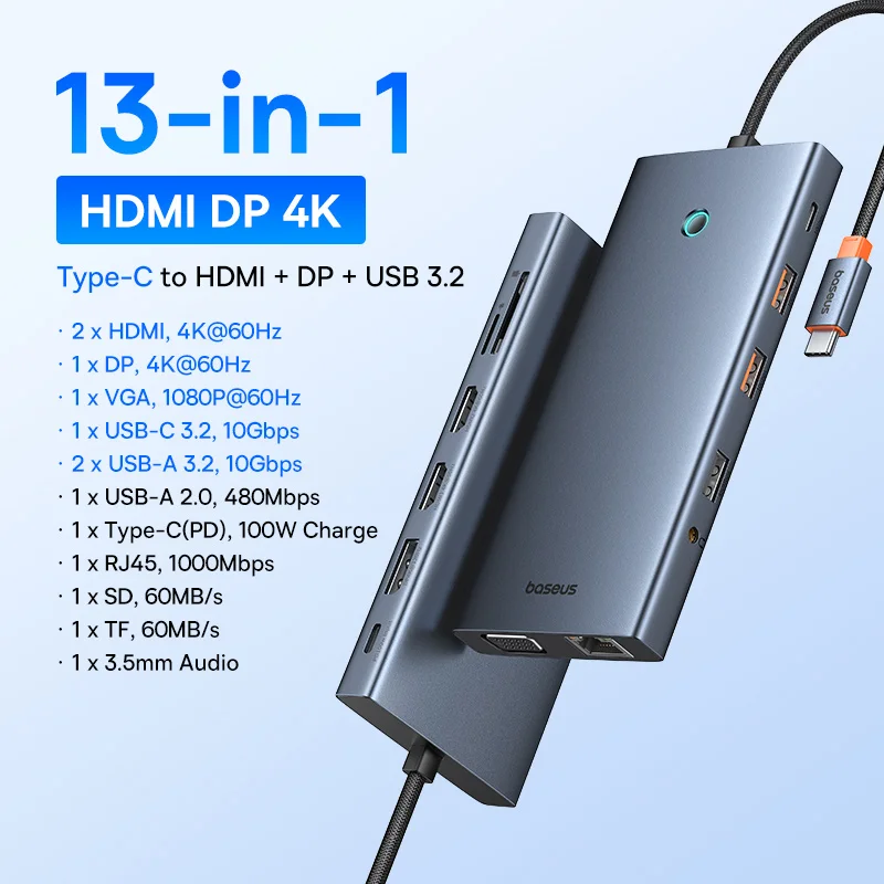 13-in-1 2HDMI 1DP 4K